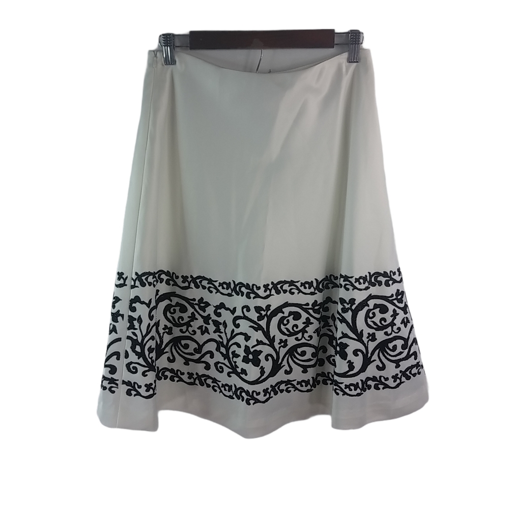 WHBM 4 White Satin Black Beaded Skirt - Picture 1 of 5